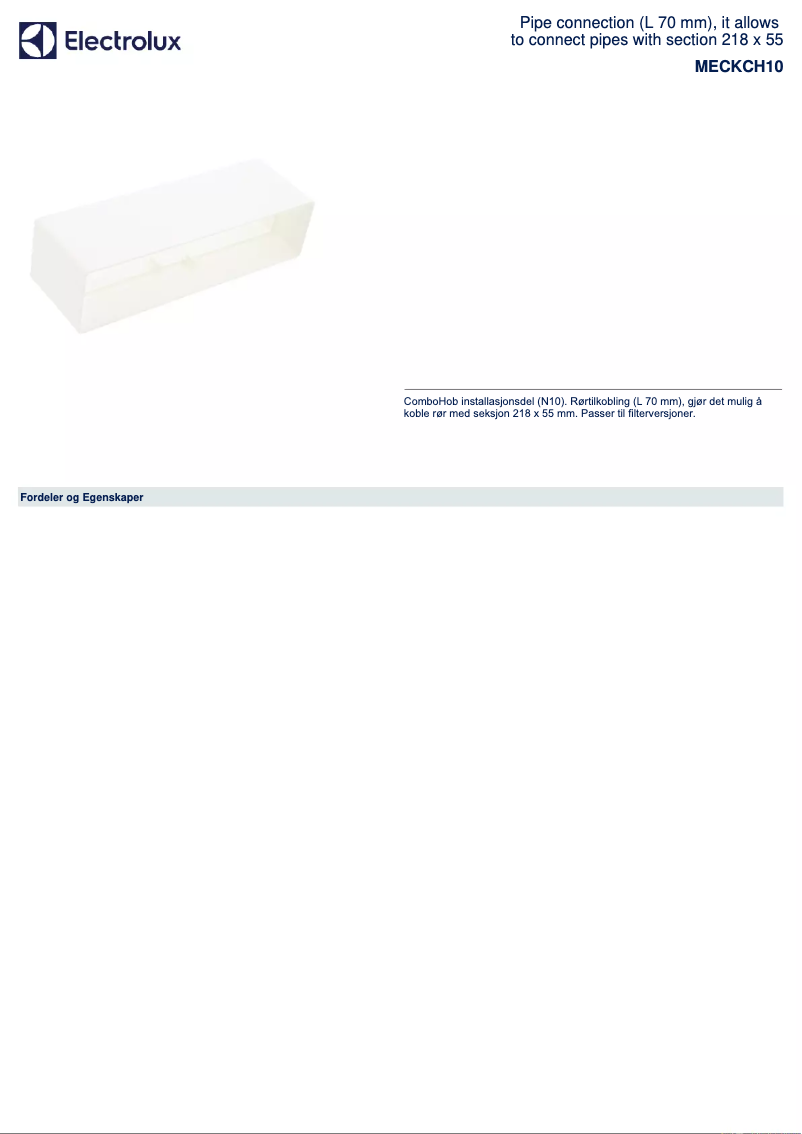 Page 1 de la notice Brochure AEG MECKCH10