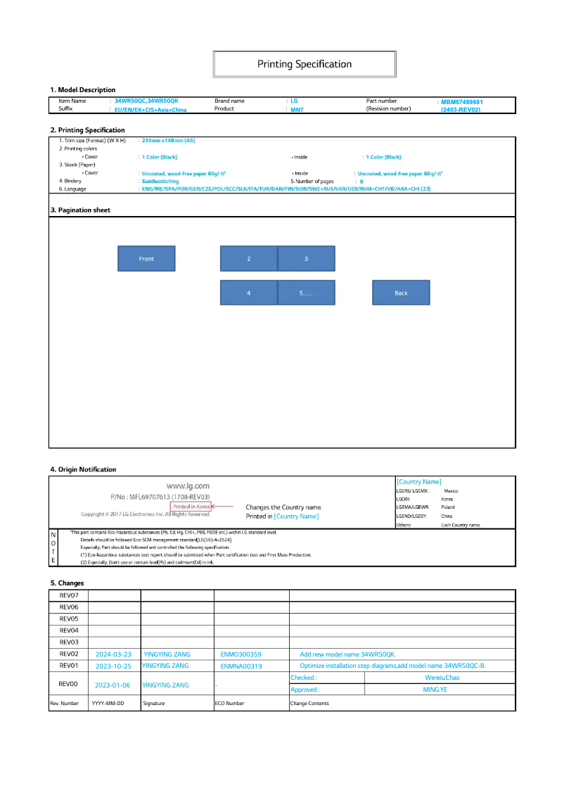 Image de la première page du manuel de l'appareil UltraWide 34WR50QK