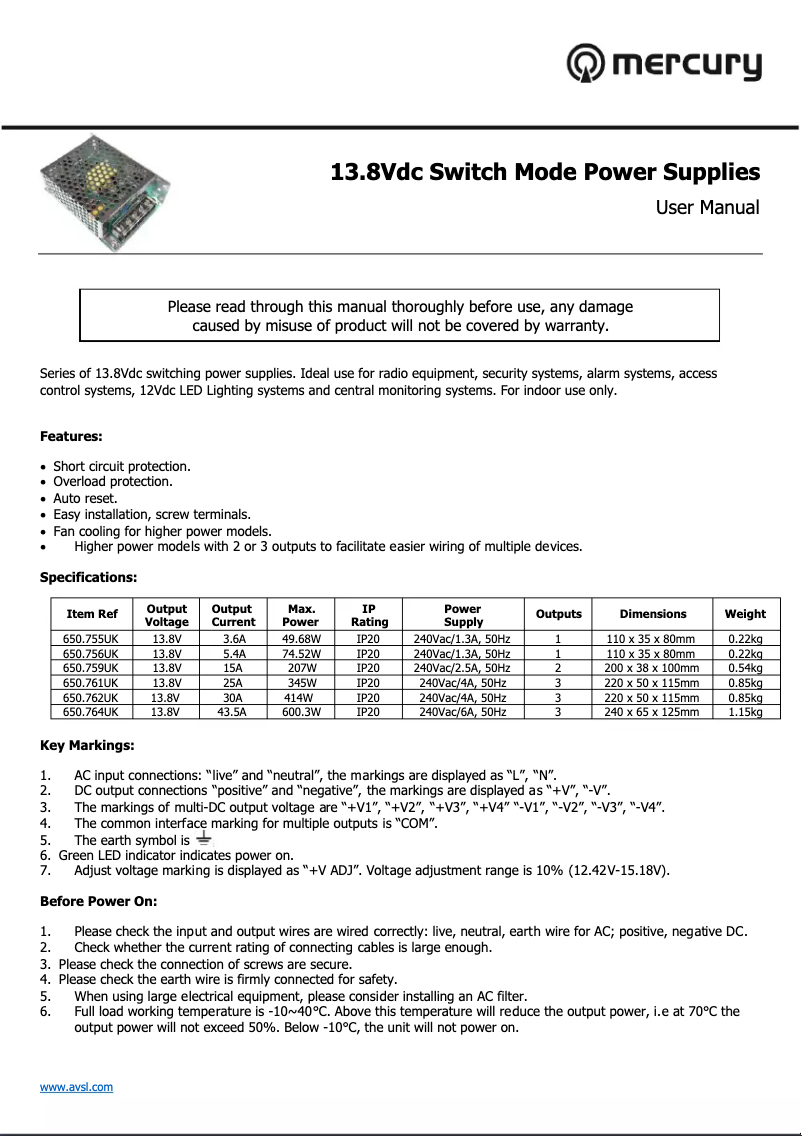 Image de la première page du manuel de l'appareil UK2US100VA