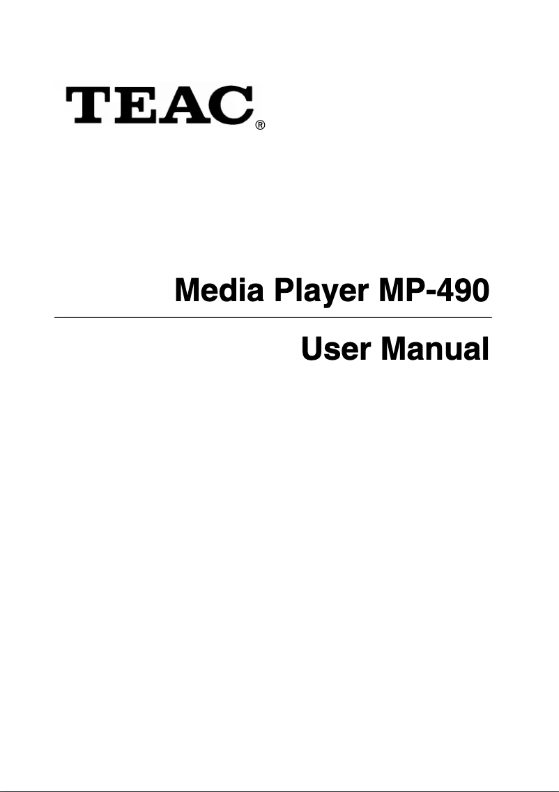 Page n°1 - Manuel utilisateur Teac MP-490