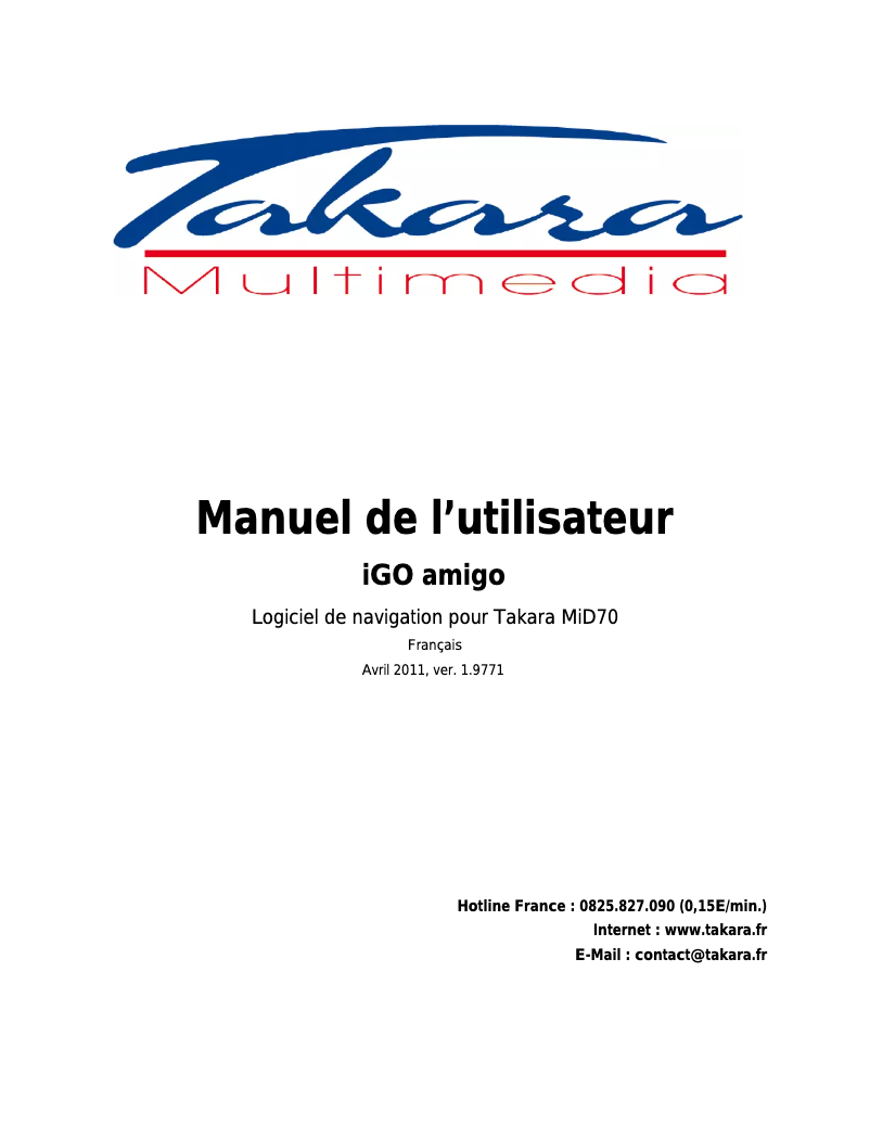 Page n°1 - Manuel utilisateur Takara IGO amigo