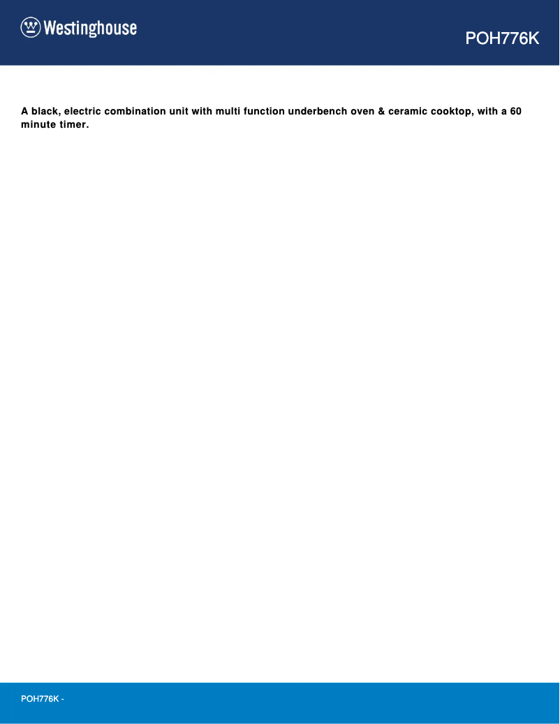 Page 1 de la notice Manuel utilisateur Westinghouse POH776K