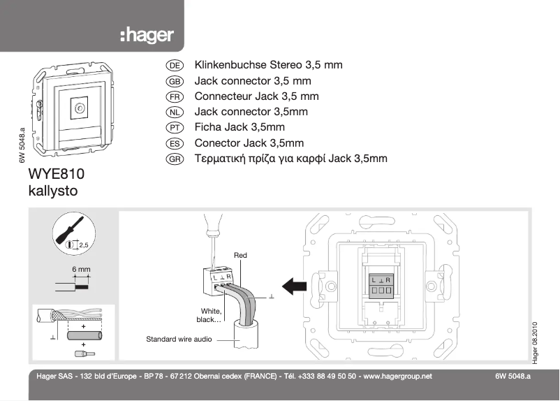 Page 1 de la notice Manuel utilisateur Hager WYE810