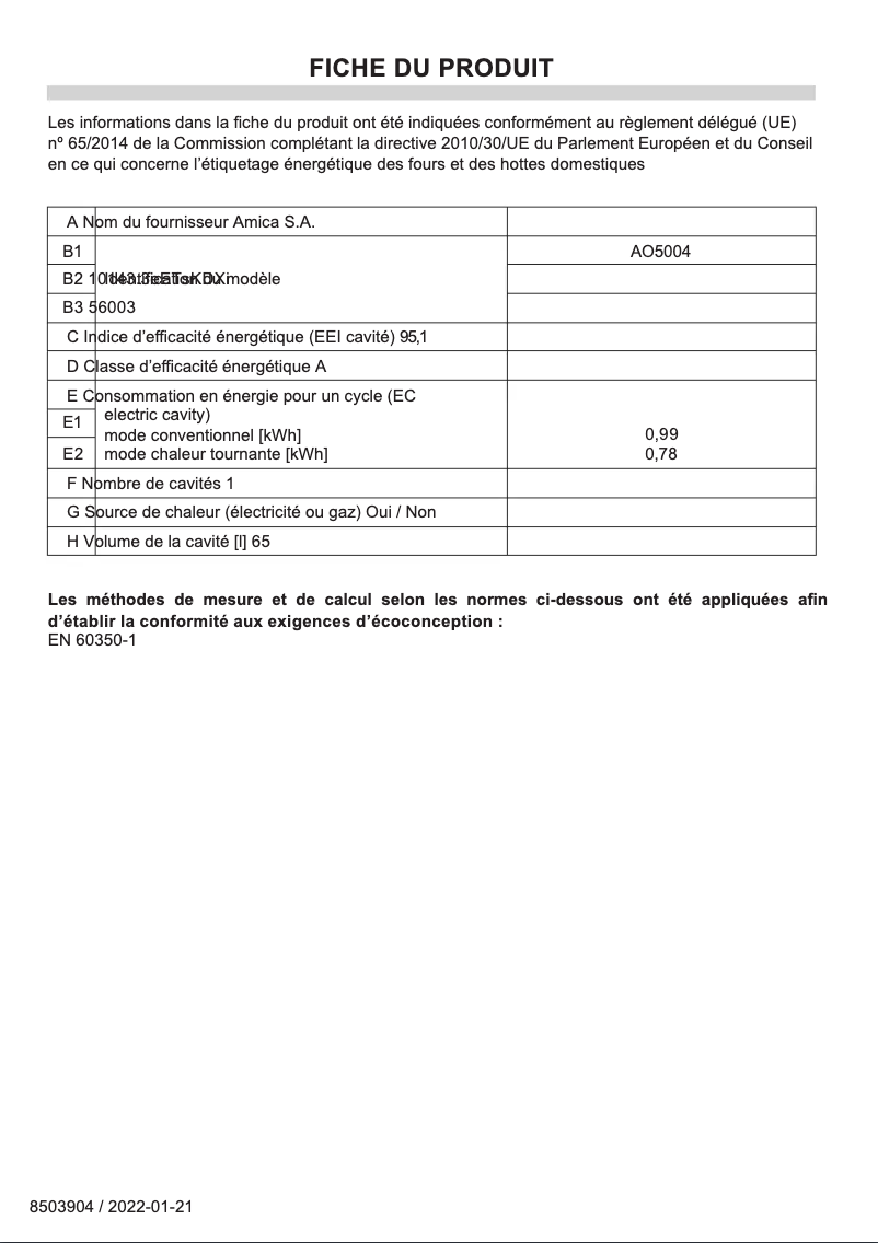 Image de la première page du manuel de l'appareil AO5004