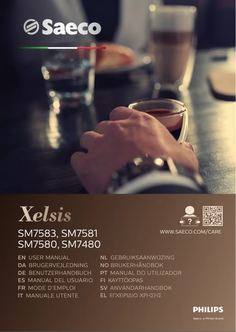 Image de la première page du manuel de l'appareil Saeco Xelsis SM7580