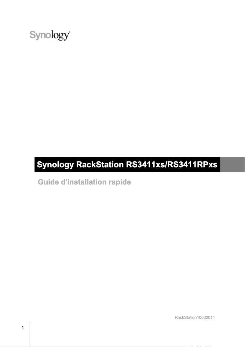 Image de la première page du manuel de l'appareil RackStation RS3411xs