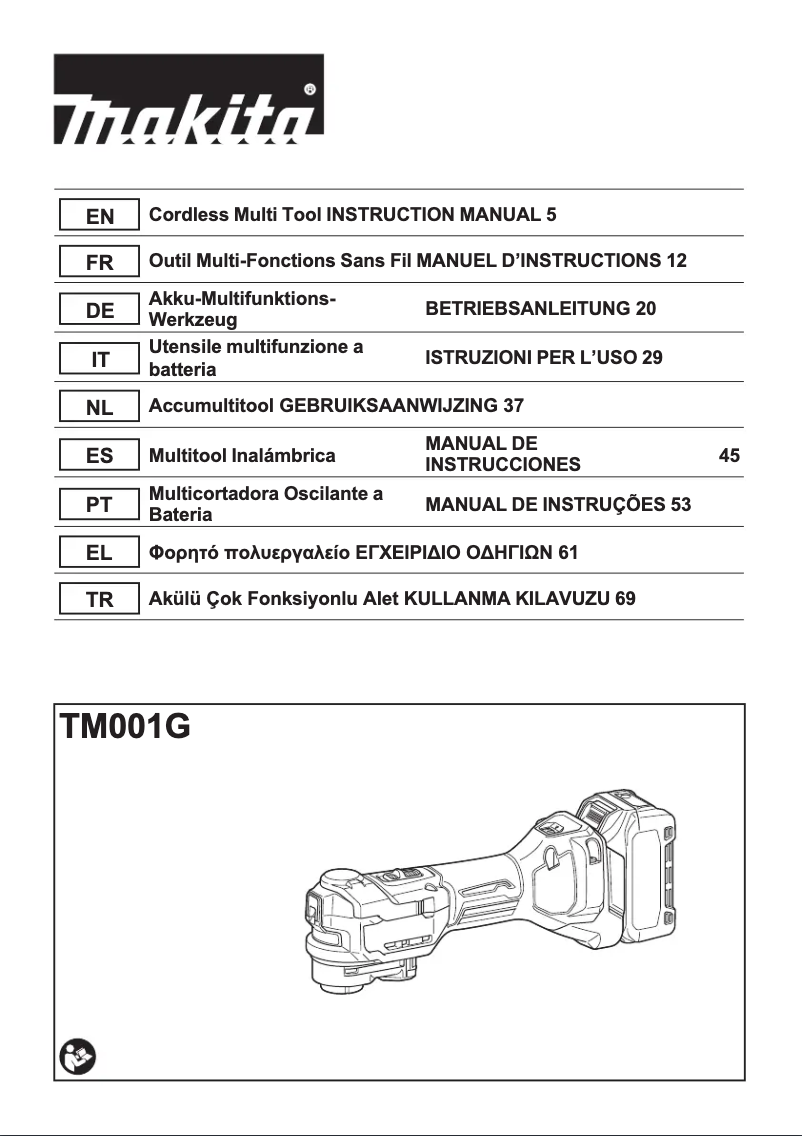 Page 1 de la notice Manuel utilisateur Makita TM001G