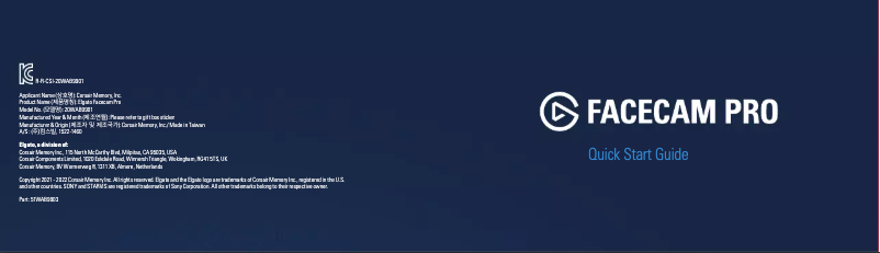 Page 1 de la notice Manuel utilisateur Elgato Facecam Pro 4K60