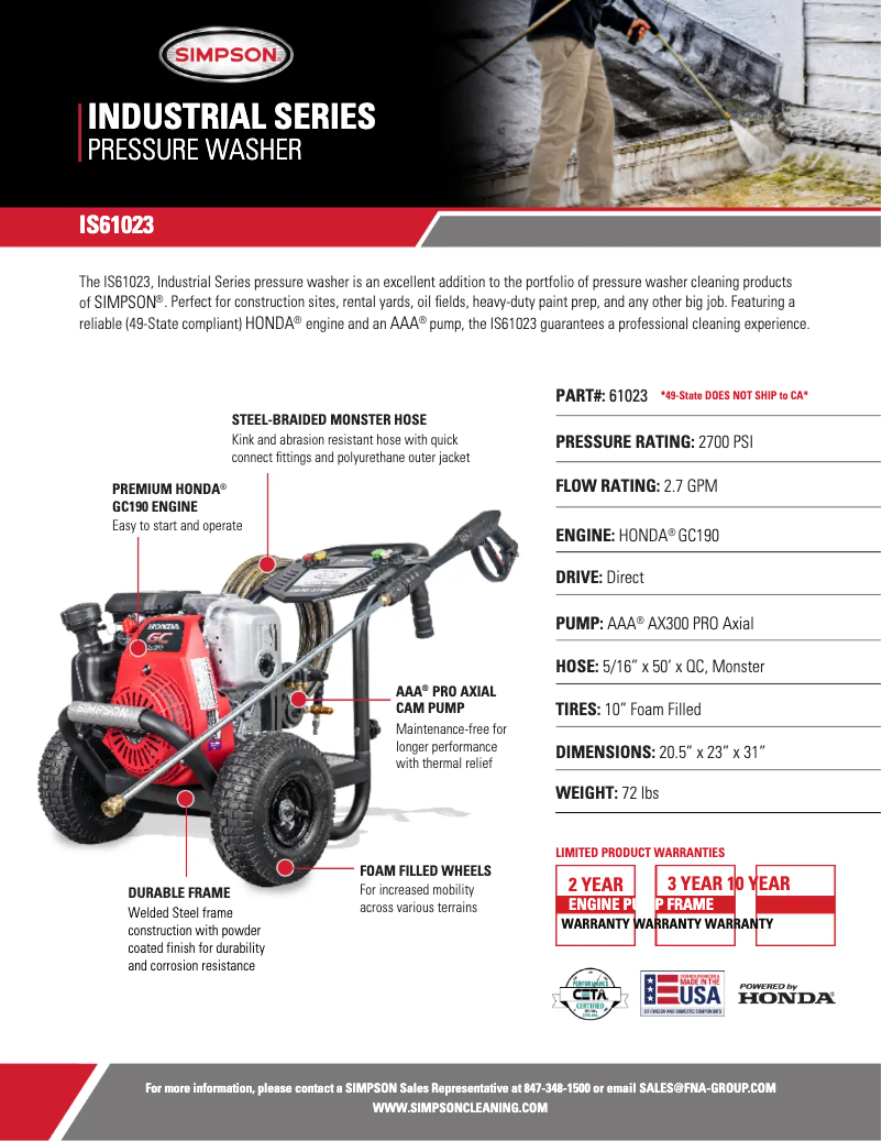 Página 1 del manual Ficha técnica Simpson IS61023-S