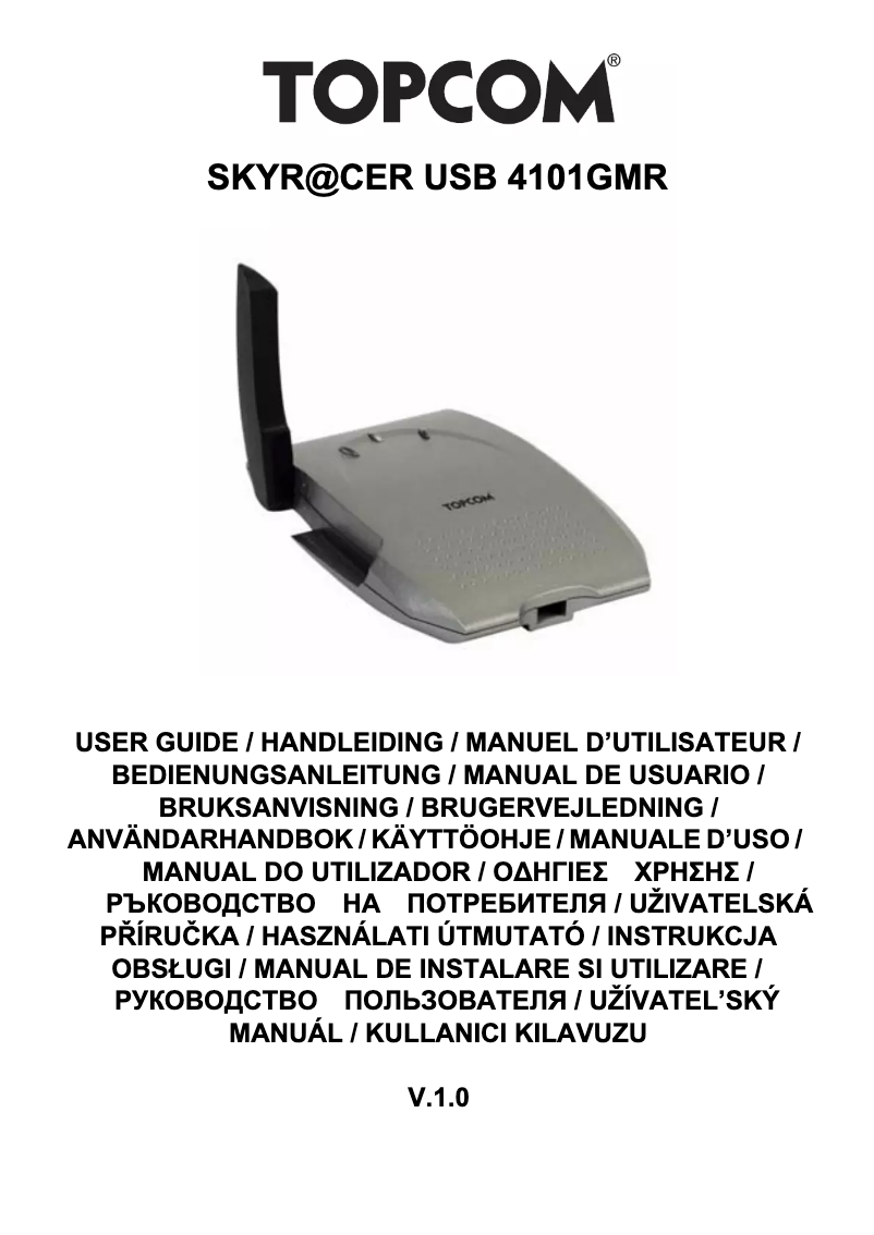 Page 1 de la notice Manuel utilisateur Topcom Skyr@cer USB 4101 GMR