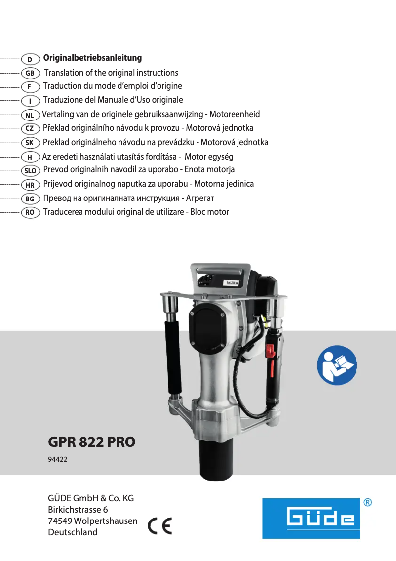 Página 1 del manual Manual de usuario Güde GPR 822 PRO