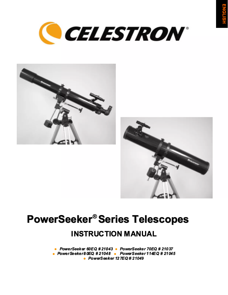 Page 1 de la notice Manuel utilisateur Celestron Power Seeker 80eq