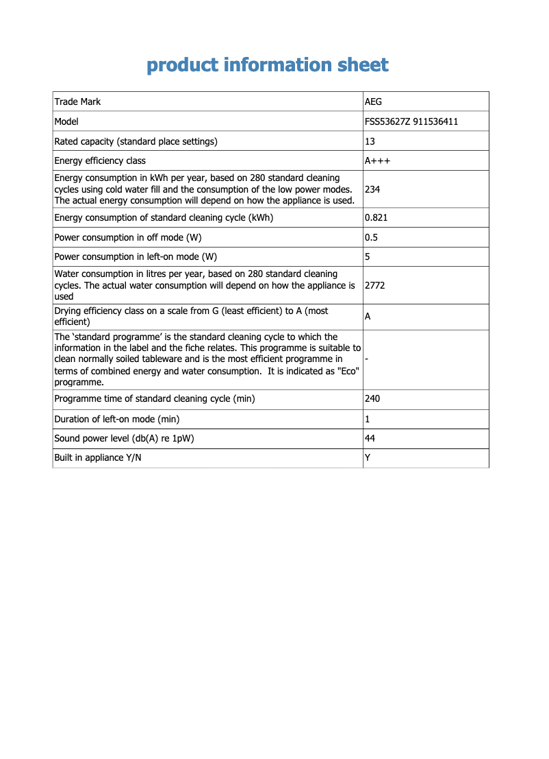 Page 1 de la notice Manuel utilisateur AEG FSS53627Z