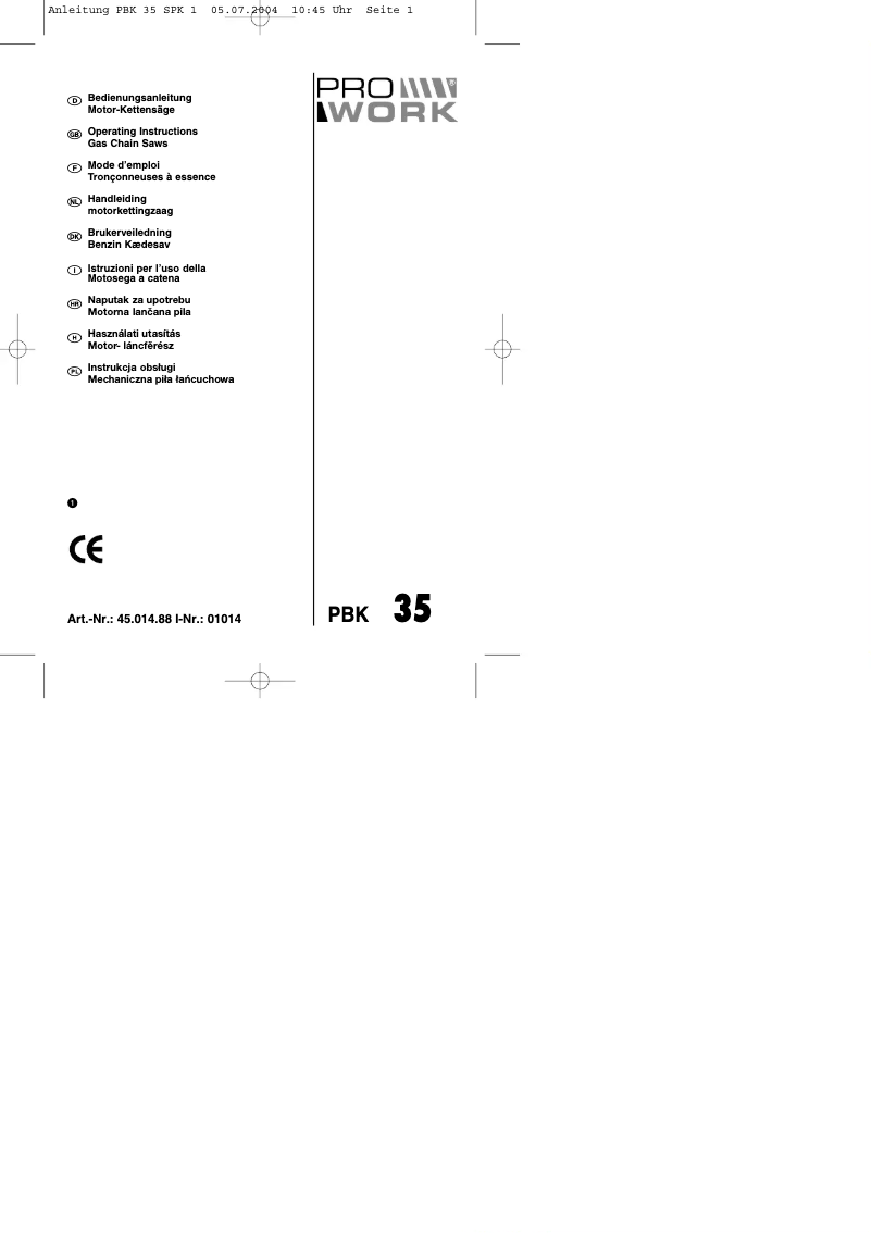 Image de la première page du manuel de l'appareil PBK 35