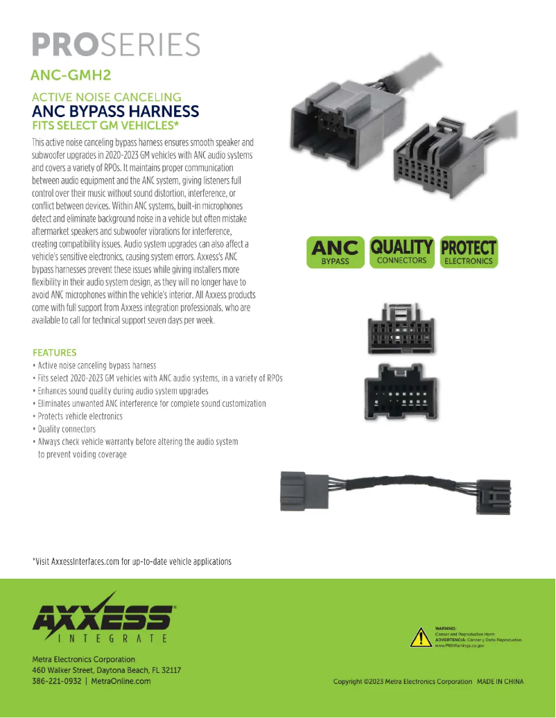 Page 1 de la notice Fiche technique AXESS ANC-GMH2