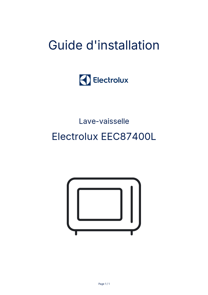 Image de la première page du manuel de l'appareil EEC87400L