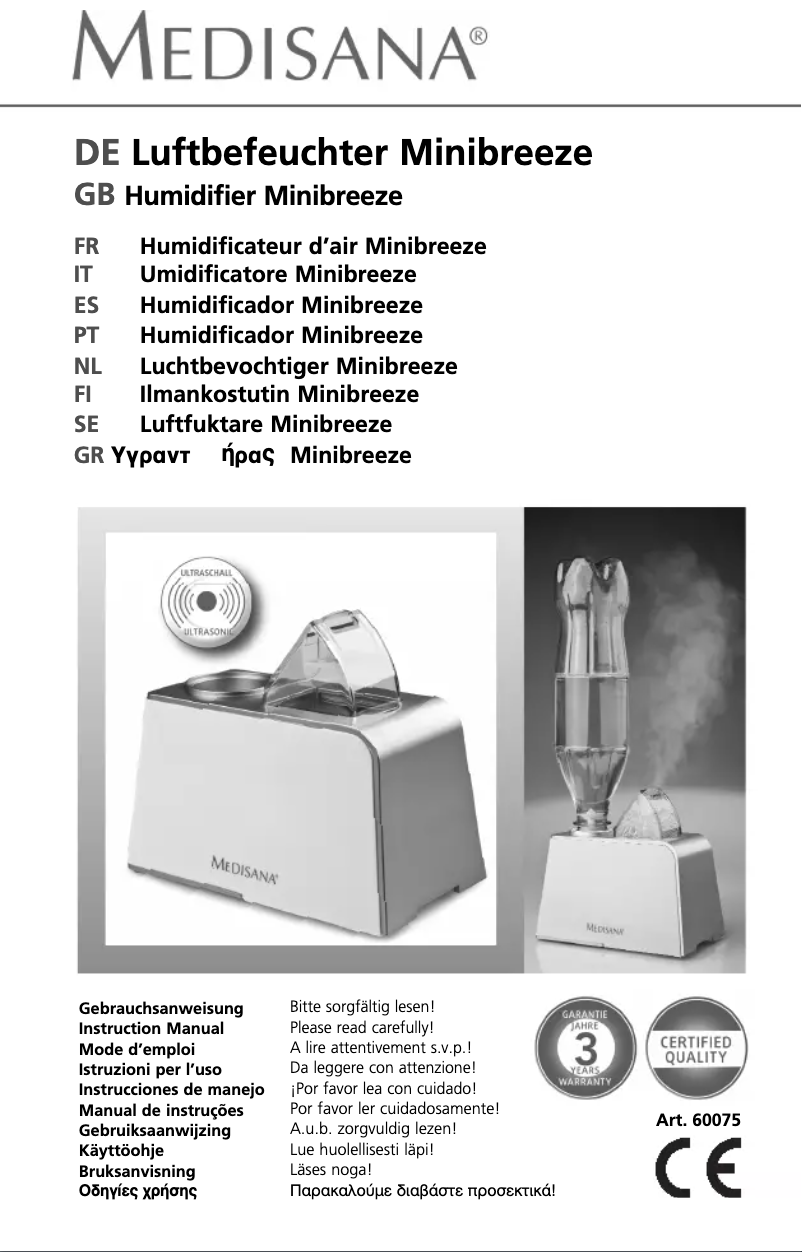 Page 1 de la notice Manuel utilisateur Medisana Minibreeze