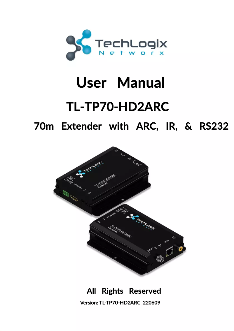 Page n°1 - Manuel utilisateur TechLogix Networx TL-TP70-HD2ARC