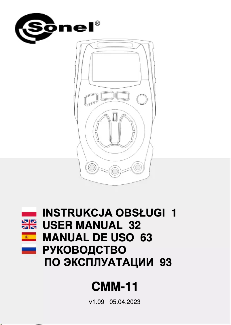 Page 1 de la notice Manuel utilisateur Sonel CMM-11