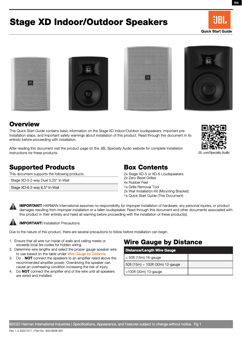 Page 1 de la notice Manuel utilisateur JBL Stage XD-5