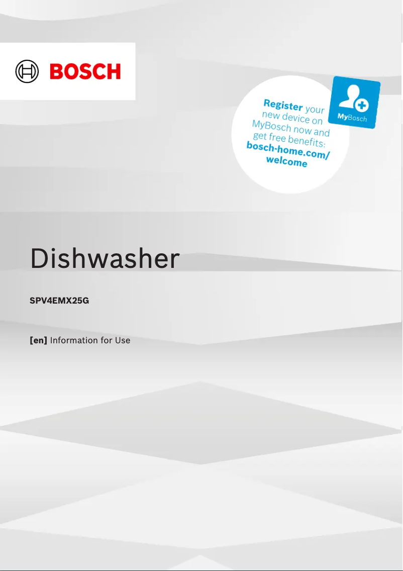 Page n°1 - Manuel utilisateur Bosch SPV4EMX25G
