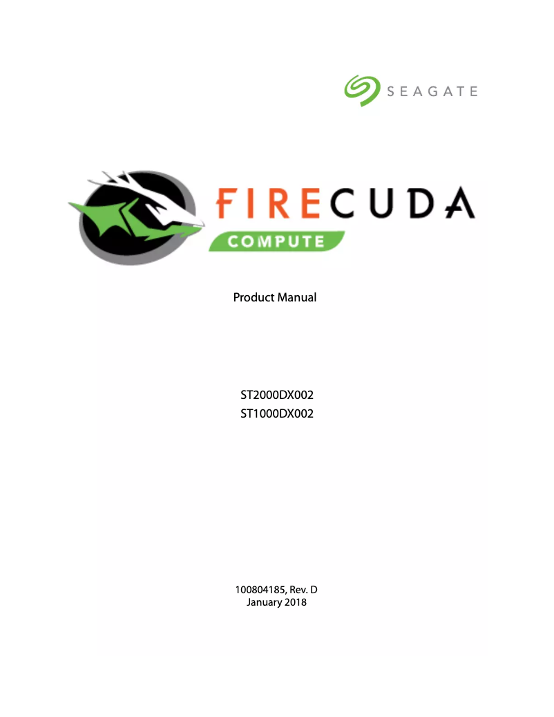 Page 1 de la notice Manuel utilisateur Seagate Firecuda ST1000LX015