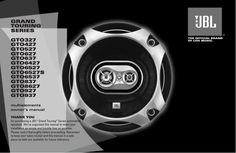 Page n°1 - Manuel utilisateur JBL Grand Touring GTO6537
