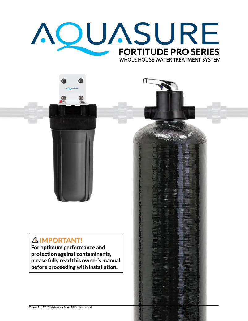Page n°1 - Manuel utilisateur Aquasure AS-FP1500