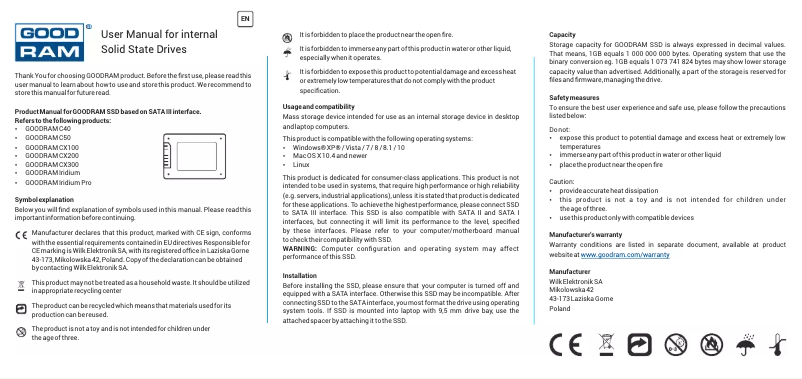 Page n°1 - Manuel utilisateur Goodram CX300
