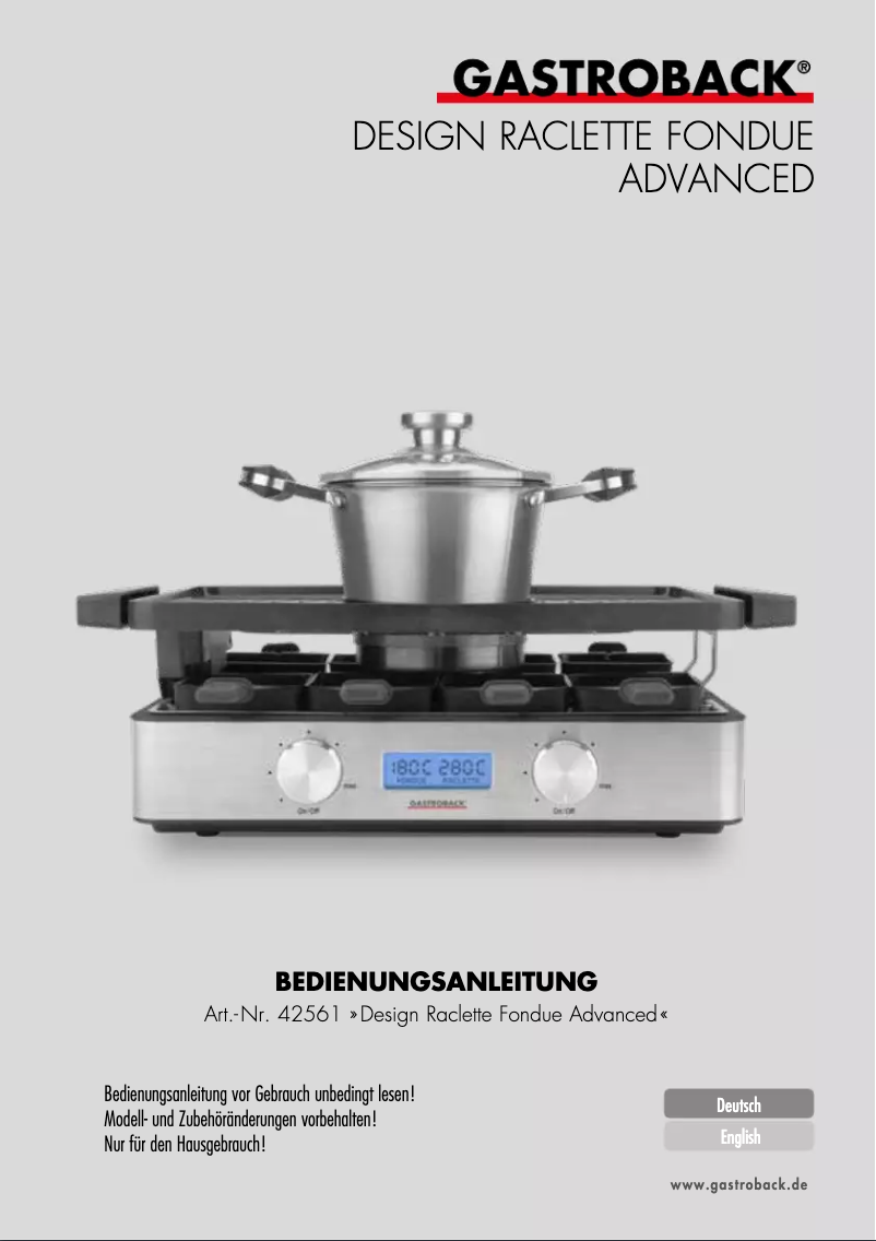 Page 1 de la notice Manuel utilisateur Gastroback Advanced 42561
