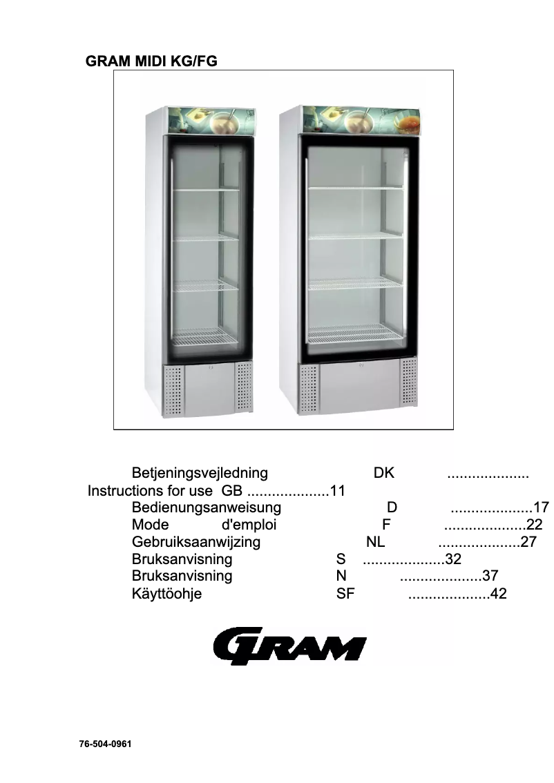 Page 1 de la notice Manuel utilisateur Gram MIDI KG