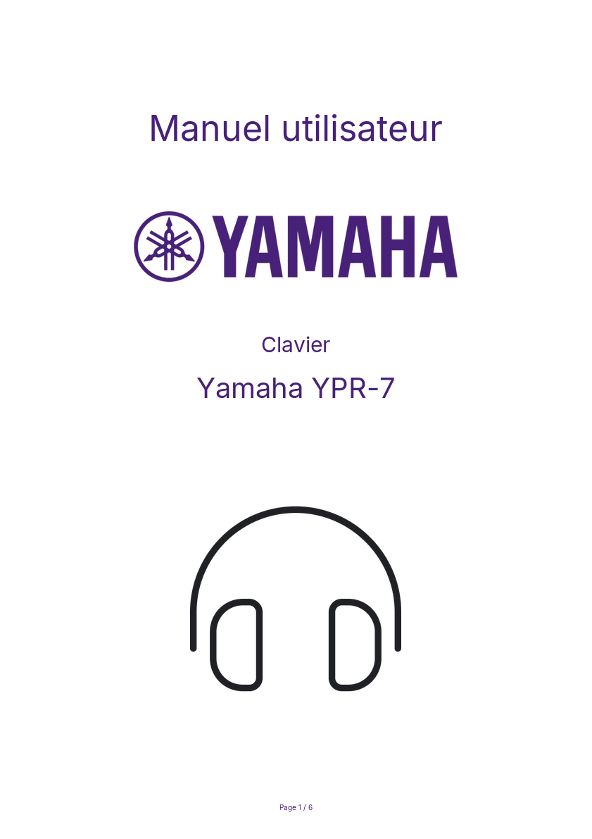 Page n°1 - Manuel utilisateur Yamaha YPR-7