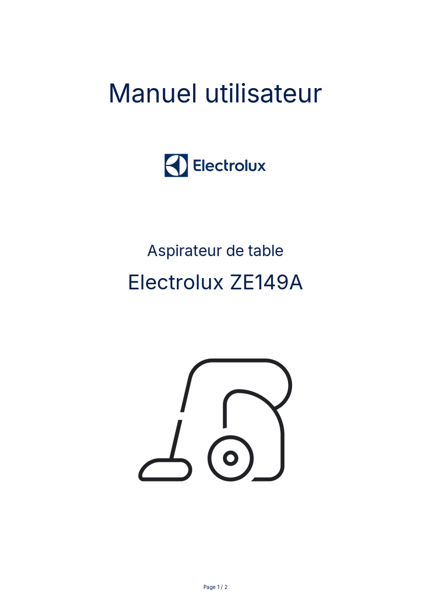 Image de la première page du manuel de l'appareil ZE149A