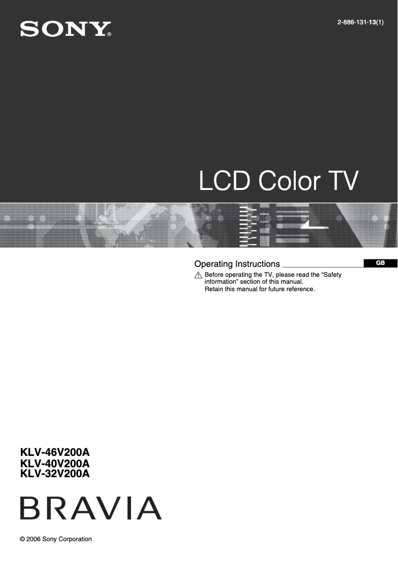 Page n°1 - Manuel utilisateur Sony Bravia KLV-40V200A