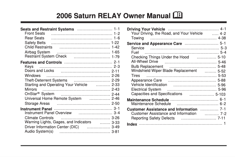 Page 1 de la notice Manuel utilisateur Saturn Relay (2006)