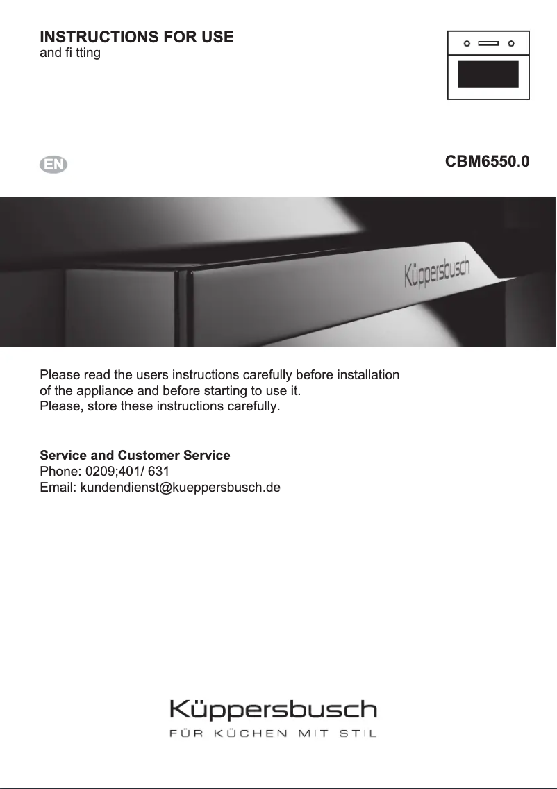 Page n°1 - Manuel utilisateur Küppersbusch CBM6550.0S