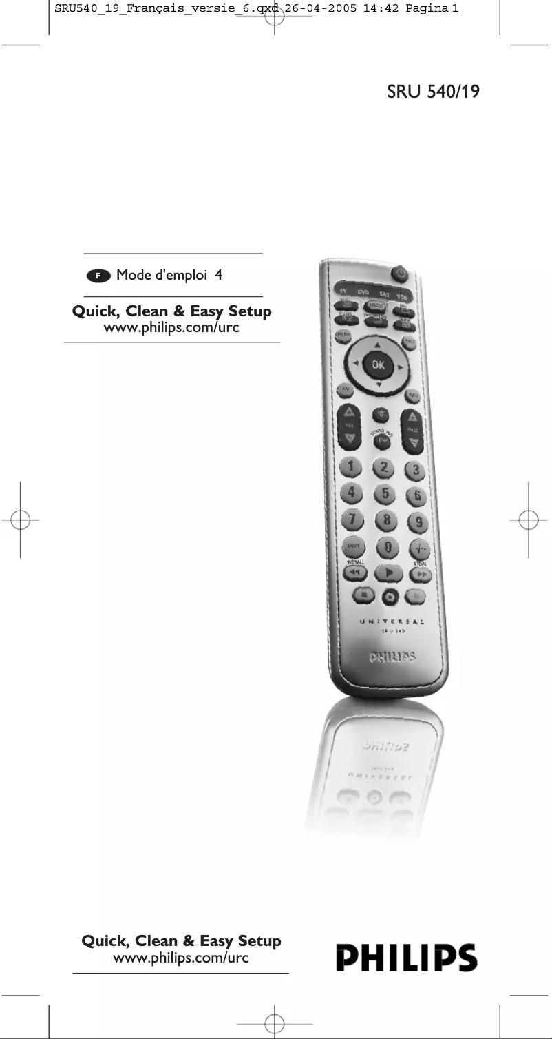 Page 1 de la notice Manuel utilisateur Philips SRU540