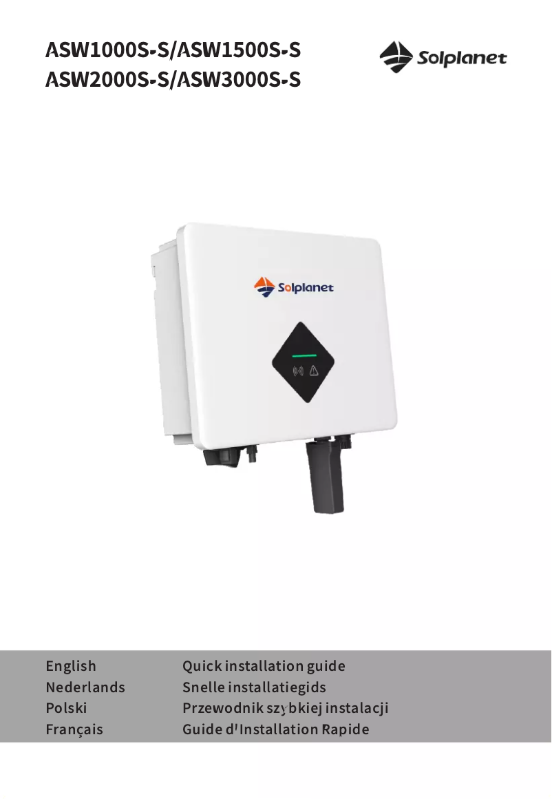 Page n°1 - Manuel utilisateur Solplanet ASW1000S-S