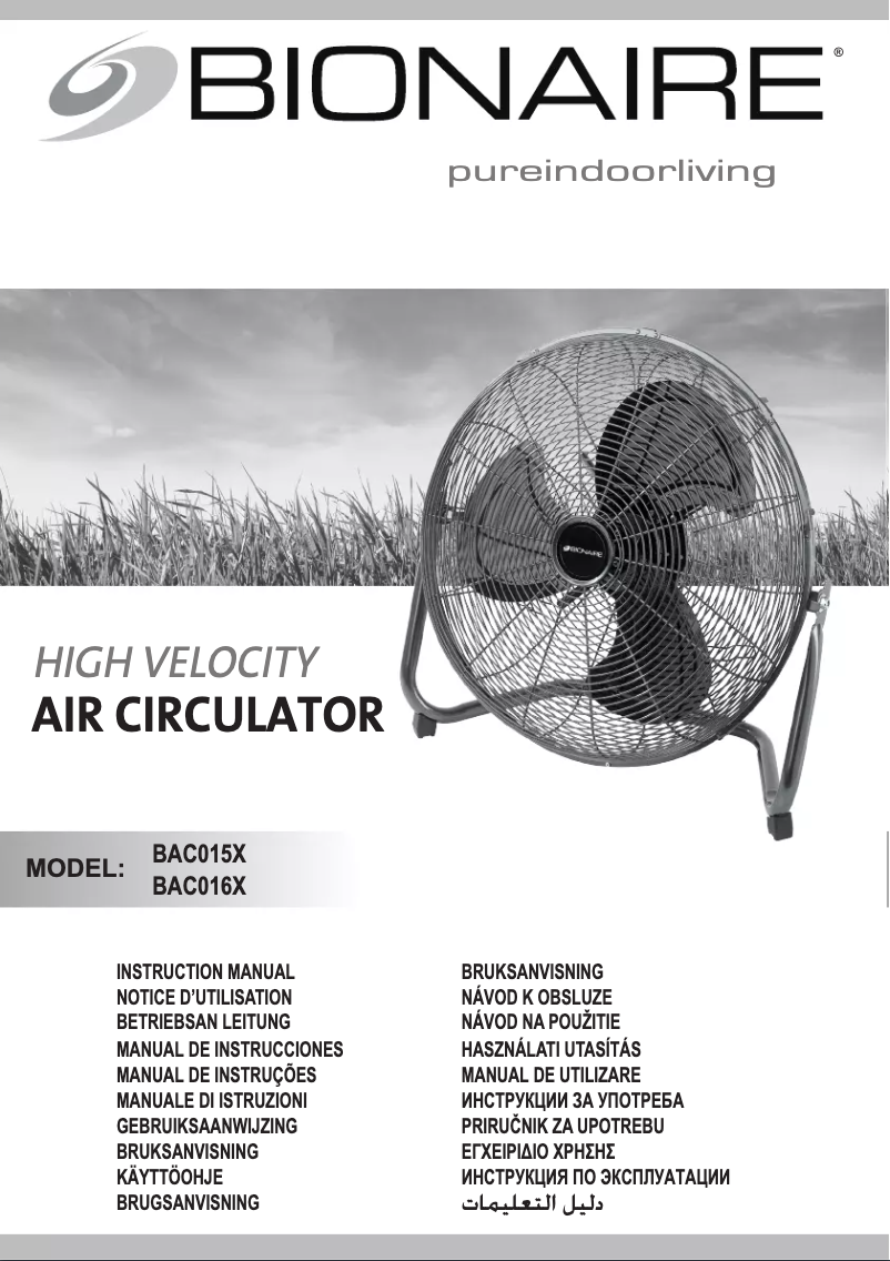 Page 1 de la notice Manuel utilisateur Bionaire BAC015X