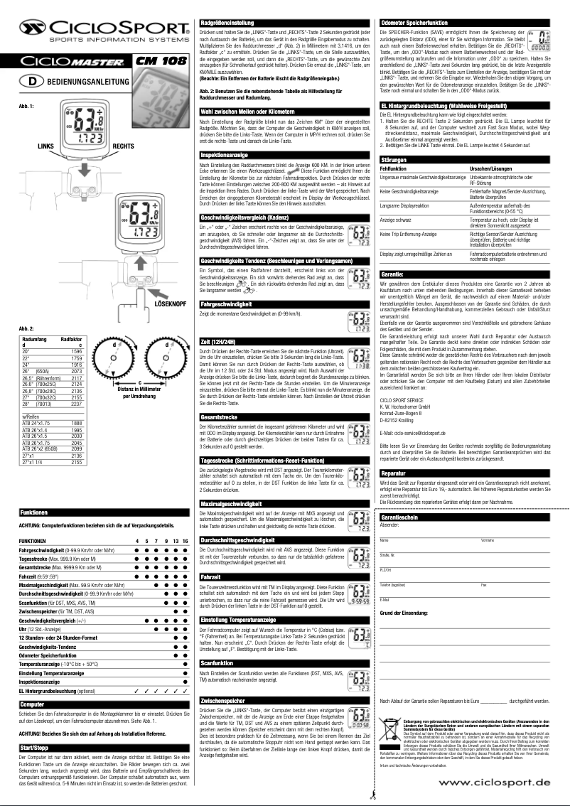 Página 1 del manual Manual de usuario Ciclo CicloMaster CM 108