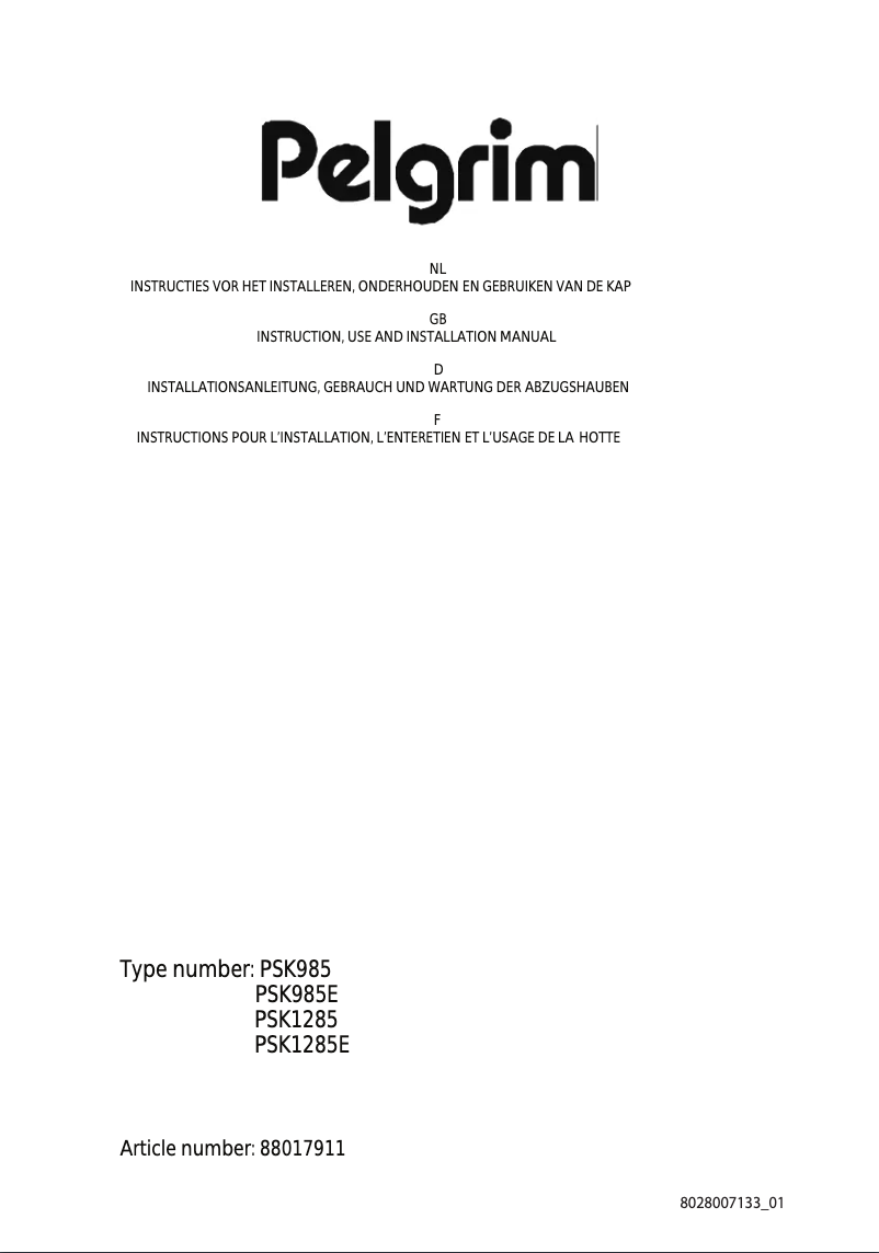 Image de la première page du manuel de l'appareil PSK 985 E