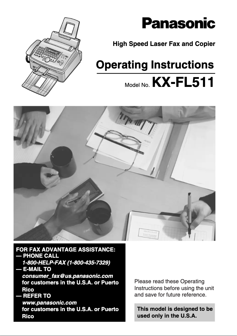 Page 1 de la notice Manuel utilisateur Panasonic KX-FL511