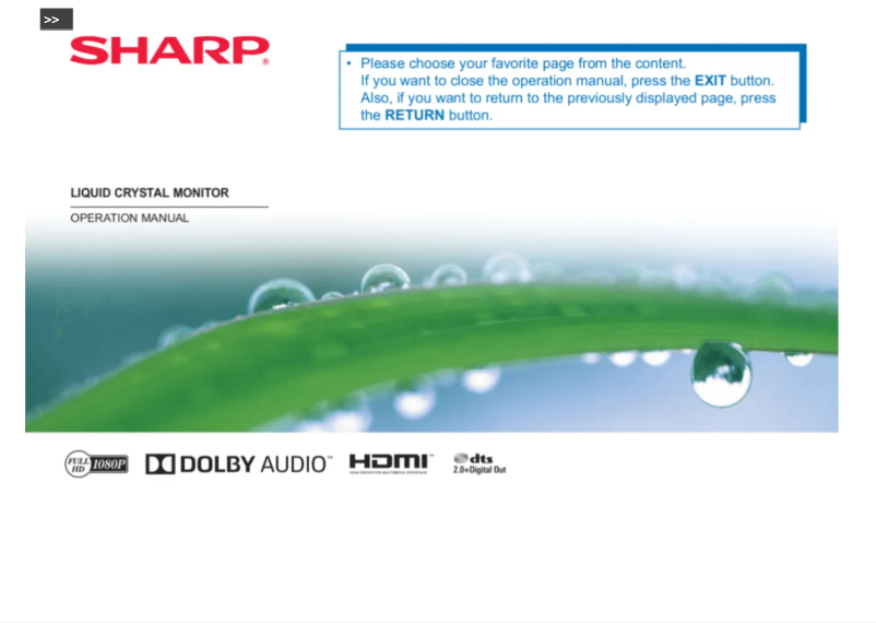 Page 1 de la notice Manuel utilisateur Sharp PN-Q801E