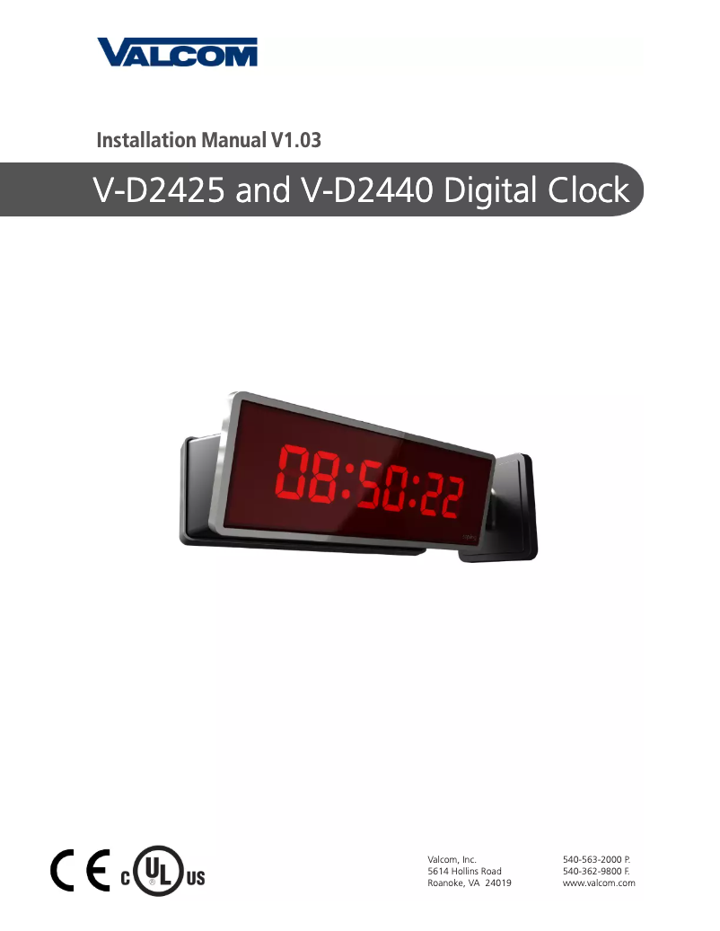 Page 1 de la notice Manuel utilisateur Valcom V-D2425