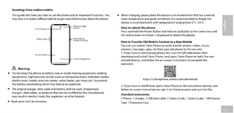 Page 1 de la notice Manuel utilisateur Realme X2