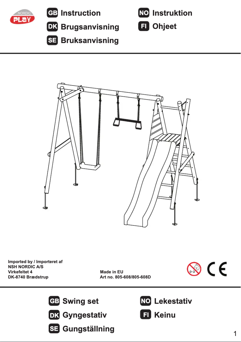 Page n°1 - Manuel utilisateur Nordic Play 805-608