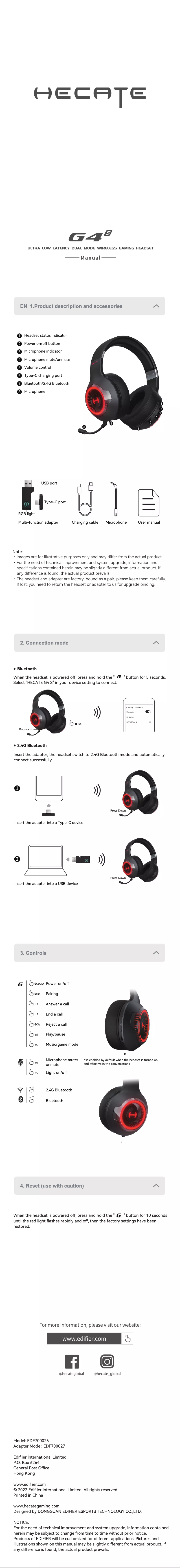 Page n°1 - Manuel utilisateur Edifier Hecate G4 S