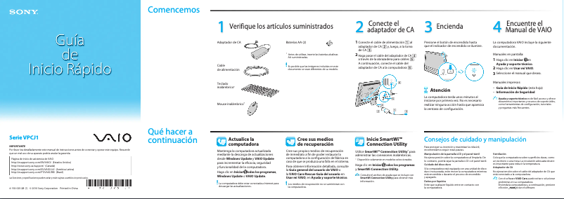 Image de la première page du manuel de l'appareil Vaio VPCJ11AFX