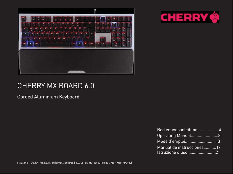 Page 1 de la notice Manuel utilisateur Cherry MX Board 6.0