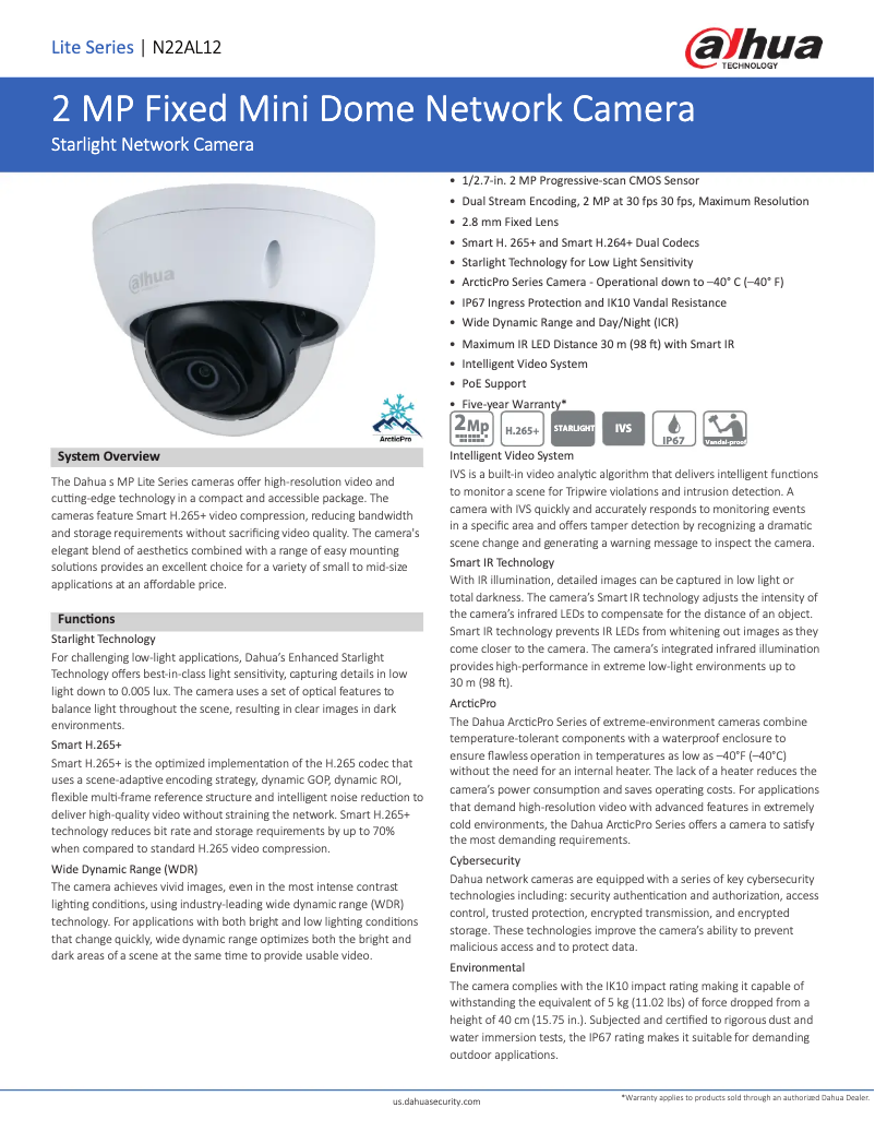 Page 1 de la notice Manuel utilisateur Dahua Technology N22AL12